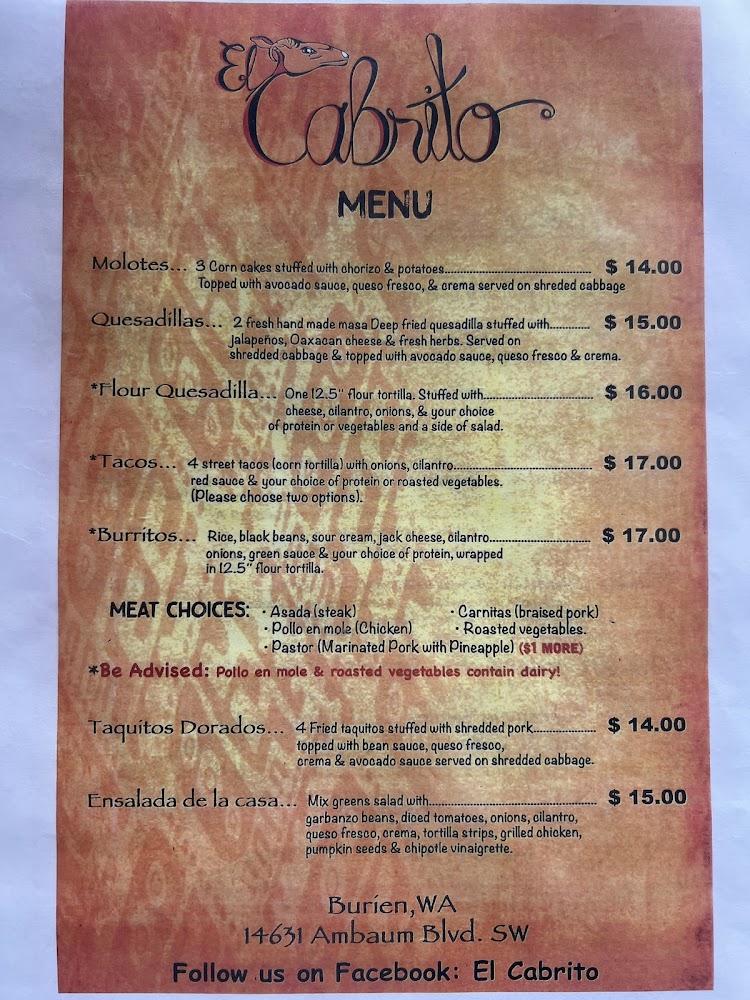 El Cabrito Menu image 2